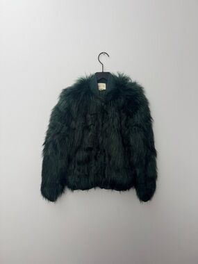 silence + noise Emerald Green Faux Fur Coat